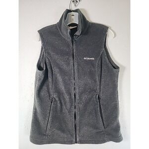 Columbia Women's Size Med Full Zip Fleece Vest Gray Sleeveless‎ Polyester